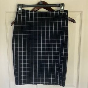 Black and white window pane pencil skirt